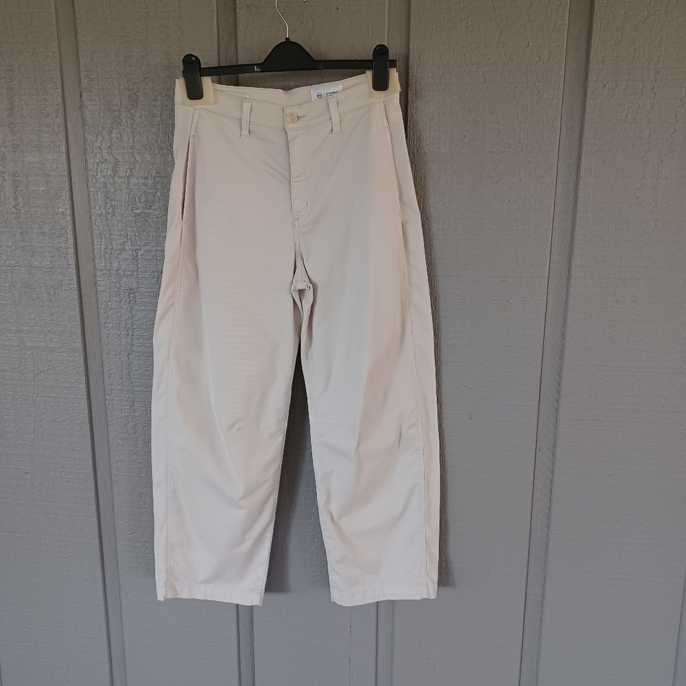 AG Fiona High Rise Barrel Pant Size 27 Women Boho Pockets Cotton Blend In Pumice
